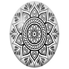 Cabochon en Verre Illustré Mandala Graphique Noir et Blanc aux Spirales pour la Création de Bijoux Fantaisie - DIY