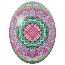 Cabochon en Verre Illustré Mandala Fractal Multicolore pour la Création de Bijoux Fantaisie - DIY