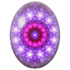 Cabochon en Verre Illustré Mandala Fractal Violet et Rose pour la Création de Bijoux Fantaisie - DIY