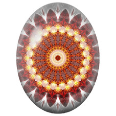 Cabochon en Verre Illustré Mandala Fractal Rouge, Noir et Blanc pour la Création de Bijoux Fantaisie - DIY