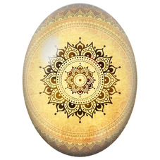 Cabochon en Verre Illustré Mandala Vintage Or et Marron pour la Création de Bijoux Fantaisie - DIY