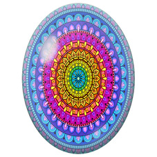 Cabochon en Verre Illustré Mandala Oriental Multicolore pour la Création de Bijoux Fantaisie - DIY