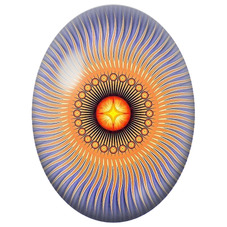 Cabochon en Verre Illustré Mandala Solaire Orange et Bleu Nuit pour la Création de Bijoux Fantaisie - DIY