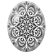 Cabochon en Verre Illustré Mandala Arabesques Noir et Blanc pour la Création de Bijoux Fantaisie - DIY