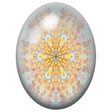 Cabochon en Verre Illustré Mandala Arbre d’Automne sur Fond Gris Bleu pour la Création de Bijoux Fantaisie - DIY