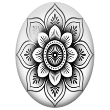 Cabochon en Verre Illustré Mandala Fleur Noir et Blanc pour la Création de Bijoux Fantaisie - DIY