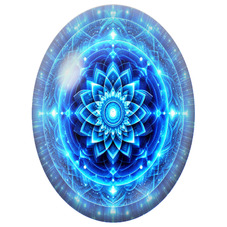 Cabochon en Verre Illustré Mandala Cosmique Bleu Électrique pour la Création de Bijoux Fantaisie - DIY