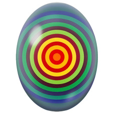 Cabochon en Verre Illustré Mandala Cercles Rouge, Jaune, Vert et Bleu pour la Création de Bijoux Fantaisie - DIY