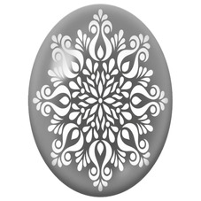 Cabochon en Verre Illustré Mandala Arabesques Blanches sur Fond Gris pour la Création de Bijoux Fantaisie - DIY