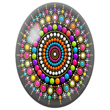 Cabochon en Verre Illustré Mandala Pointilliste aux Cabochons Multicolores pour la Création de Bijoux Fantaisie - DIY