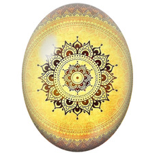 Cabochon en Verre Illustré Mandala Oriental Doré et Marron pour la Création de Bijoux Fantaisie - DIY