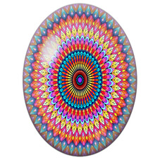 Cabochon en Verre Illustré Mandala Géométrique Arc-en-Ciel pour la Création de Bijoux Fantaisie - DIY