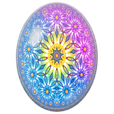 Cabochon en Verre Illustré Mandala Fleur de Lumière Multicolore pour la Création de Bijoux Fantaisie - DIY