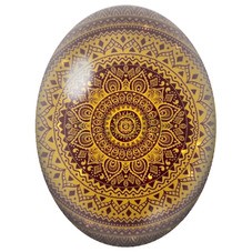 Cabochon en Verre Illustré Mandala Oriental Or et Bordeaux pour la Création de Bijoux Fantaisie - DIY