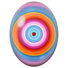 Cabochon en Verre Illustré Mandala Anneaux Rose, Orange et Bleu pour la Création de Bijoux Fantaisie - DIY