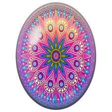 Cabochon en Verre Illustré Mandala Oriental Rose et Turquoise pour la Création de Bijoux Fantaisie - DIY
