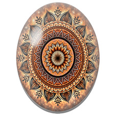 Cabochon en Verre Illustré Mandala Oriental Marron et Or pour la Création de Bijoux Fantaisie - DIY