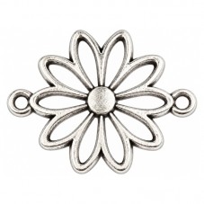 4 Connecteurs Fleur Argenté 20x25mm pour la Création de Bijoux Fantaisie - DIY