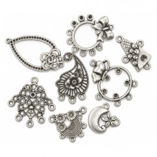 5 Connecteurs Aléatoires  Support Strass Argenté mm pour la Création de Bijoux Fantaisie - DIY