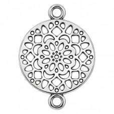 4 Connecteurs Mandala Argenté 20x14mm pour la Création de Bijoux Fantaisie - DIY