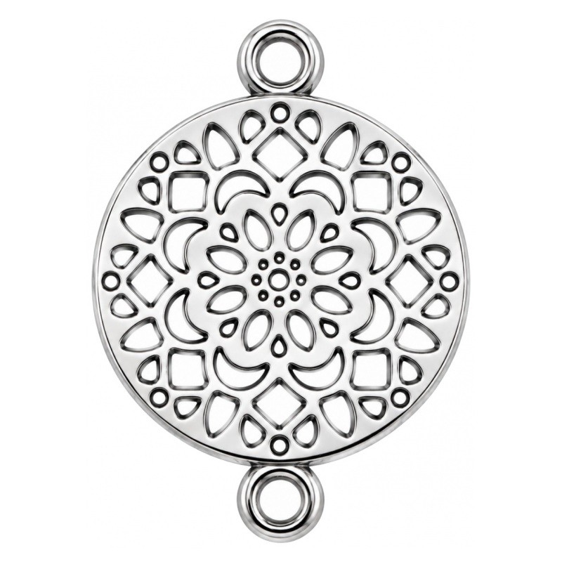 4 Connecteurs Mandala Argenté 20x14mm