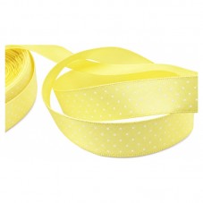1 Mètre de Ruban Satin à Pois Jaune Clair 15mm
