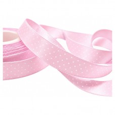 1 Mètre de Ruban Satin à Pois Rose Clair 15mm