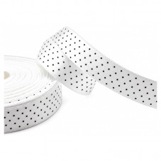 1 Mètre de Ruban Satin Blanc à Pois 15mm