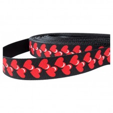 1 Mètre de Ruban Noir Imprimé Cœur Rouge 16mm pour la Création de Bijoux Fantaisie - DIY