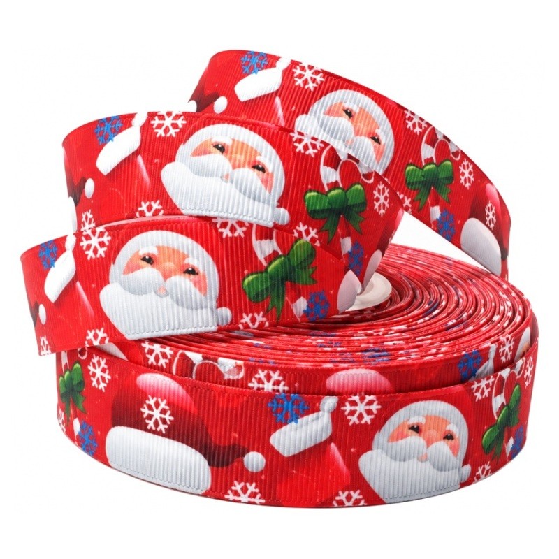 1 Mètre de Ruban Gros Grain Père Noël 22mm
