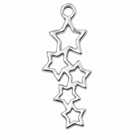 Breloque Cascade d’Étoiles en Acier Inoxydable Argenté 22x9mm