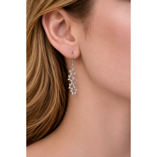Breloque Cascade d’Étoiles en Acier Inoxydable Argenté 22x9mm