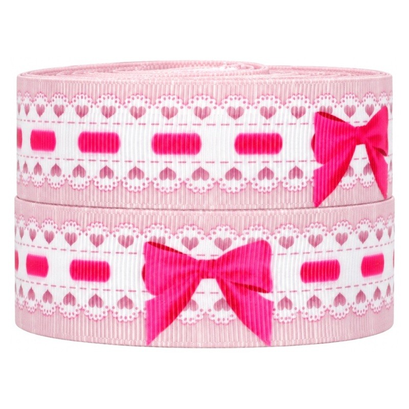 1 Mètre de Ruban Gros Grain Nœud Rose 25mm