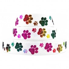 1 Mètre de Ruban Gros Grain Patte de Chien Chat 22mm