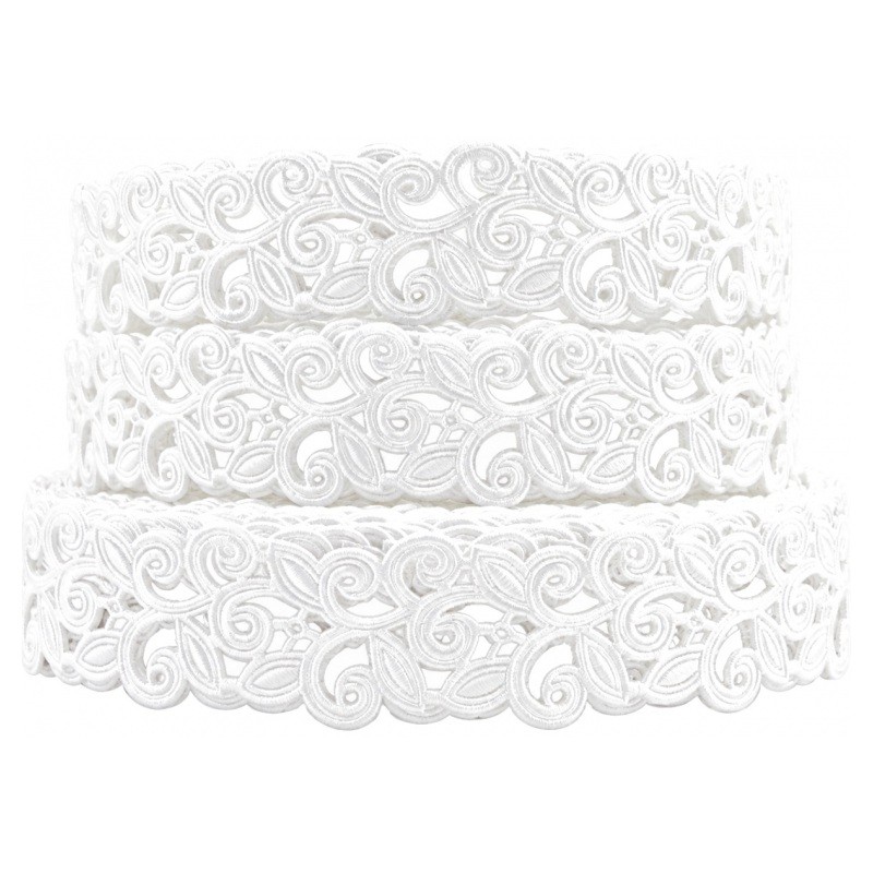 1 Mètre de Ruban Gros Grain Style Dentelle Florale Blanc 22mm