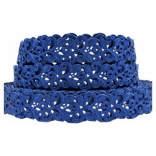 1 Mètre de Ruban Gros Grain Style Dentelle Florale Bleu Nuit 22mm pour la Création de Bijoux Fantaisie - DIY