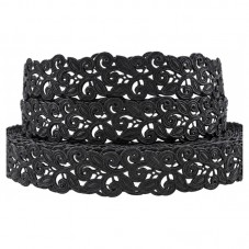 1 Mètre de Ruban Gros Grain Style Dentelle Florale Noir 22mm pour la Création de Bijoux Fantaisie - DIY
