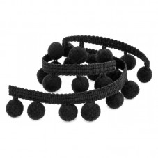 1 Mètre de Ruban Pompon Noir 22mm pour la Création de Bijoux Fantaisie - DIY
