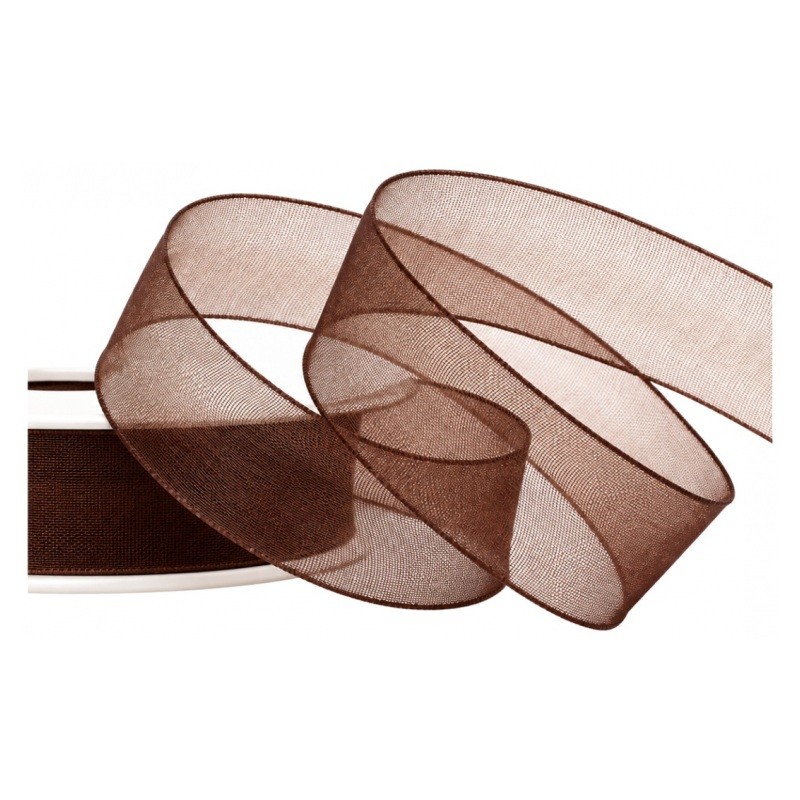 2 Mètres de Ruban d'Organza Chocolat 15mm