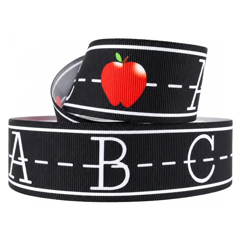 1 Mètre de Ruban Gros Grain École ABC 22mm