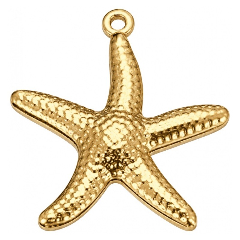 4 Breloques Étoile de Mer en Métal Doré 17x15mm
