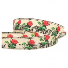 1 Mètre de Ruban Gros Grain Musique Rose 25mm