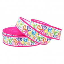 1 Mètre de Ruban Gros Grain Fantaisie Rose Fluo 22mm