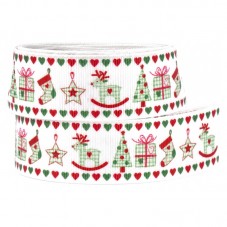 1 Mètre de Ruban Gros Grain Sapin Cadeau Étoile Noël 25mm pour la Création de Bijoux Fantaisie - DIY