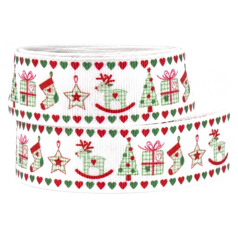 1 Mètre de Ruban Gros Grain Sapin Cadeau Étoile Noël 25mm