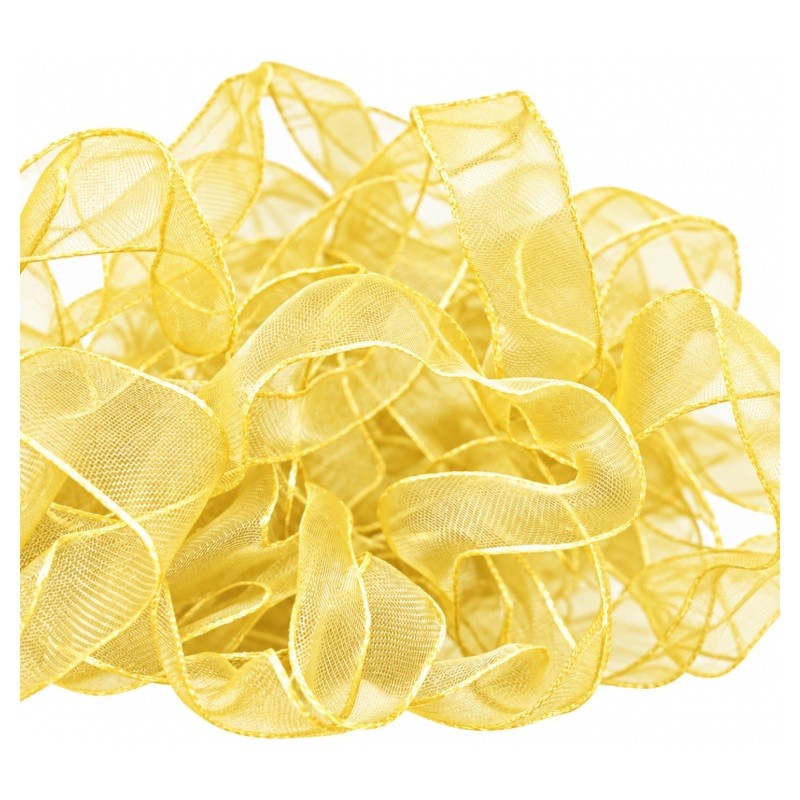 2 Mètres de Ruban d'Organza Jaune d'Or 15mm