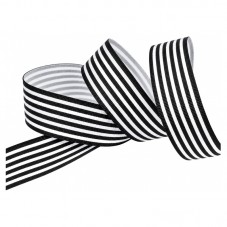 1 Mètre de Ruban Noir et Blanc Gros Grain Rayé 16mm