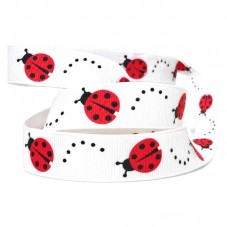 1 Mètre de Ruban Gros Grain Coccinelle 10mm pour la Création de Bijoux Fantaisie - DIY