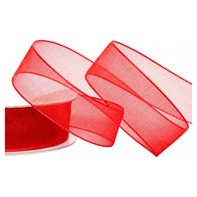 2 Mètres de Ruban d'Organza Rouge 15mm