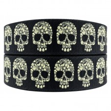 1 Mètre de Ruban Tête de Mort Crâne Gothique 25mm pour la Création de Bijoux Fantaisie - DIY